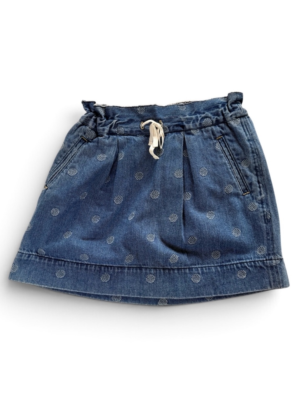 Marc Jacobs Workwear - Denim Polka Dot Draw String Waist Mini Skirt -Small